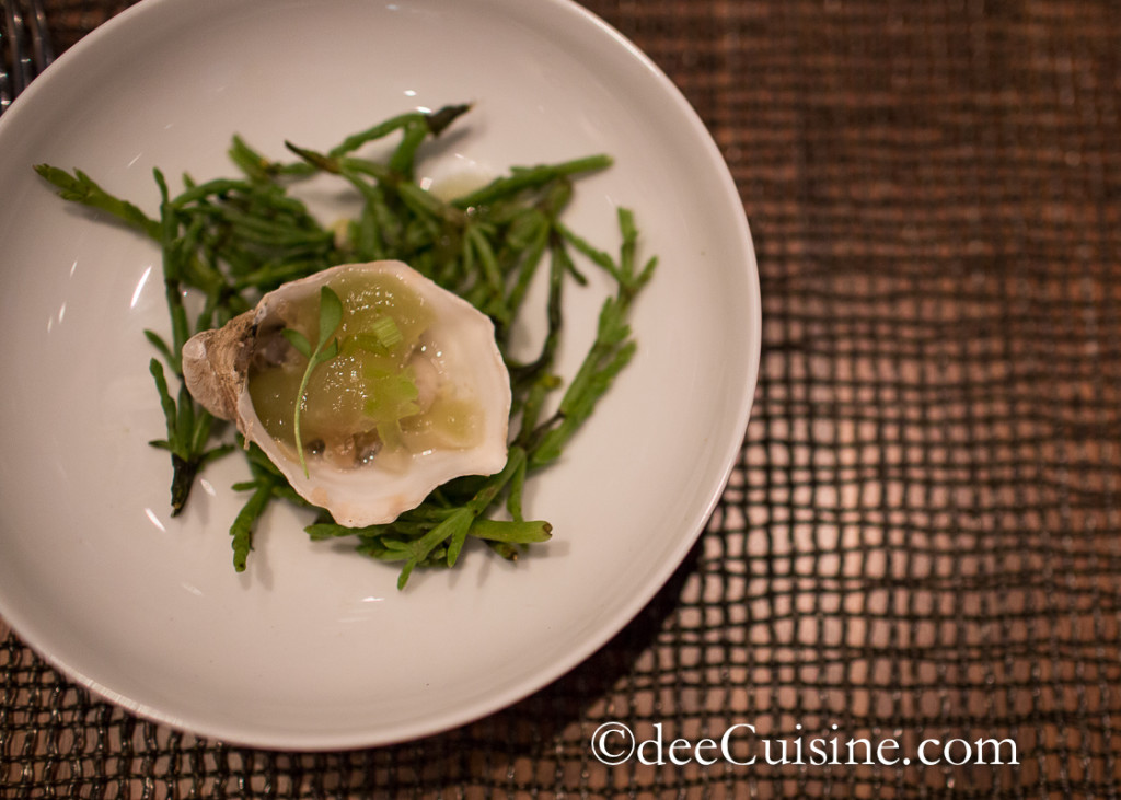 Chilled kushi oysters green apple, fennel, pickled buddha's hand, yuzu vinaigrette