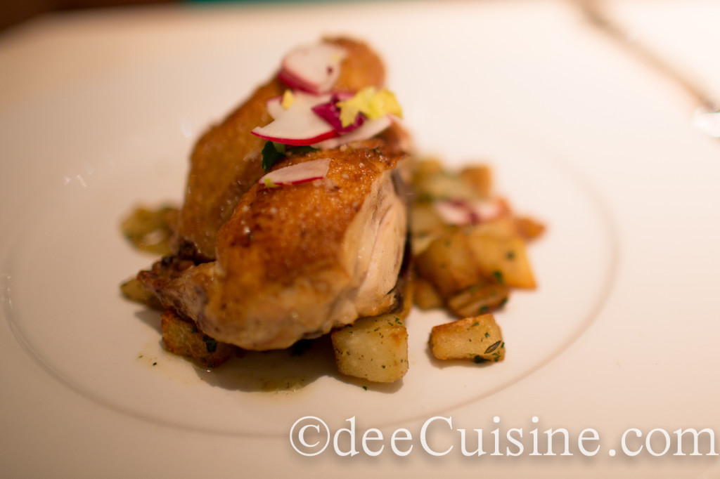 Pan Roasted Cornish Hen “alla Romana”, Rosemary Potatoes