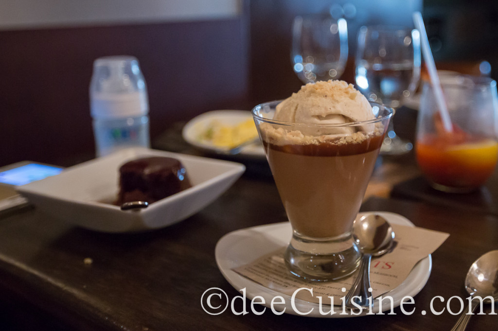 Chocolate Pannacotta, Vanilla Ice Cream, Salted Caramel, Toasted Hazelnuts