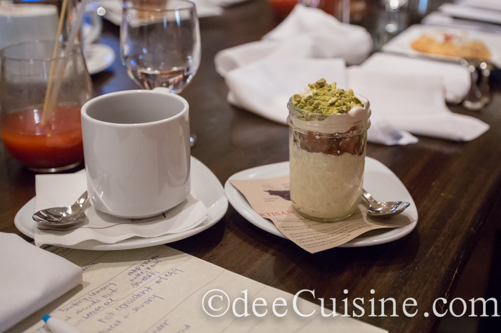 Cardamom Rice Pudding, Pear & Cherry Chutney, Pistachio Cream