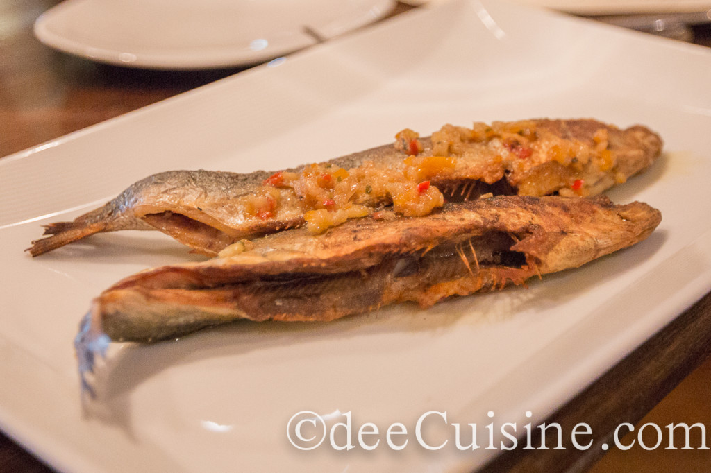 Whole Pan Fried Sardines and Lemon Escobeche