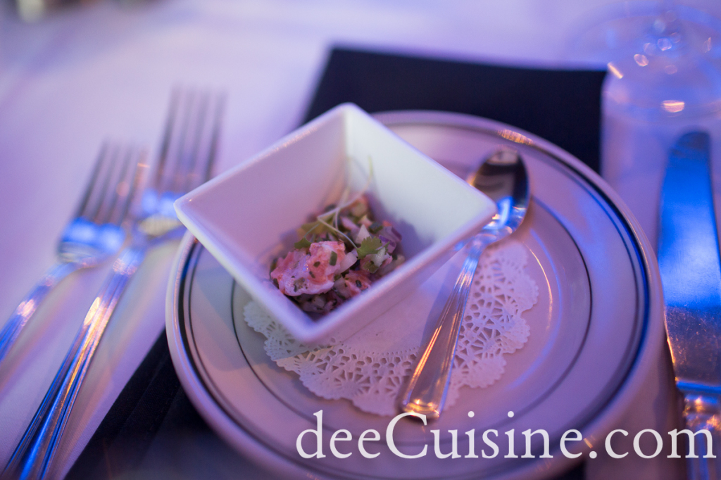 Sampling of shrimp ceviche