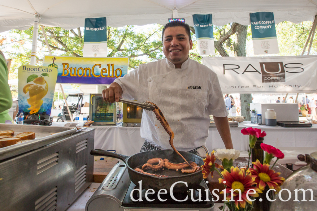 The Spread's Chef Carlos cooking octopus for Braised Octopus with Chorizo