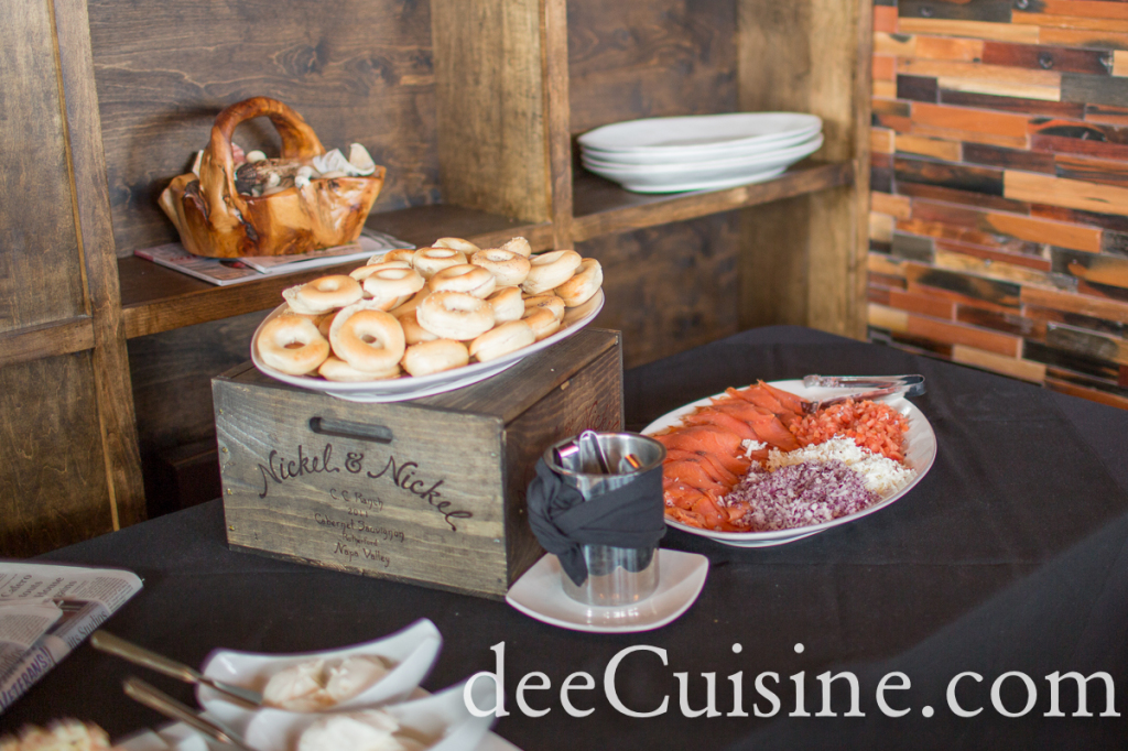 Mini bagels with smoked salmon