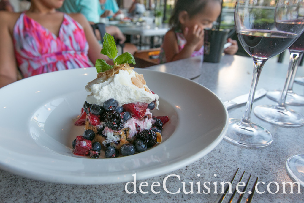 Seasonal Berry Shortcake with lemon blueberry bread and Amaretto cream