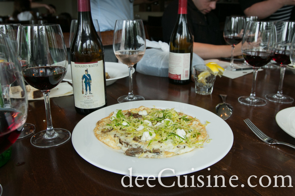 Egg White Frittata with herbed mushrooms, goat cheese, and brussels sprouts