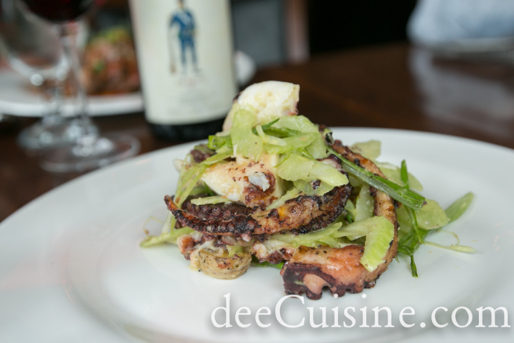 Grilled octopus, warm potato, chives, celery, citrus vinaigrette