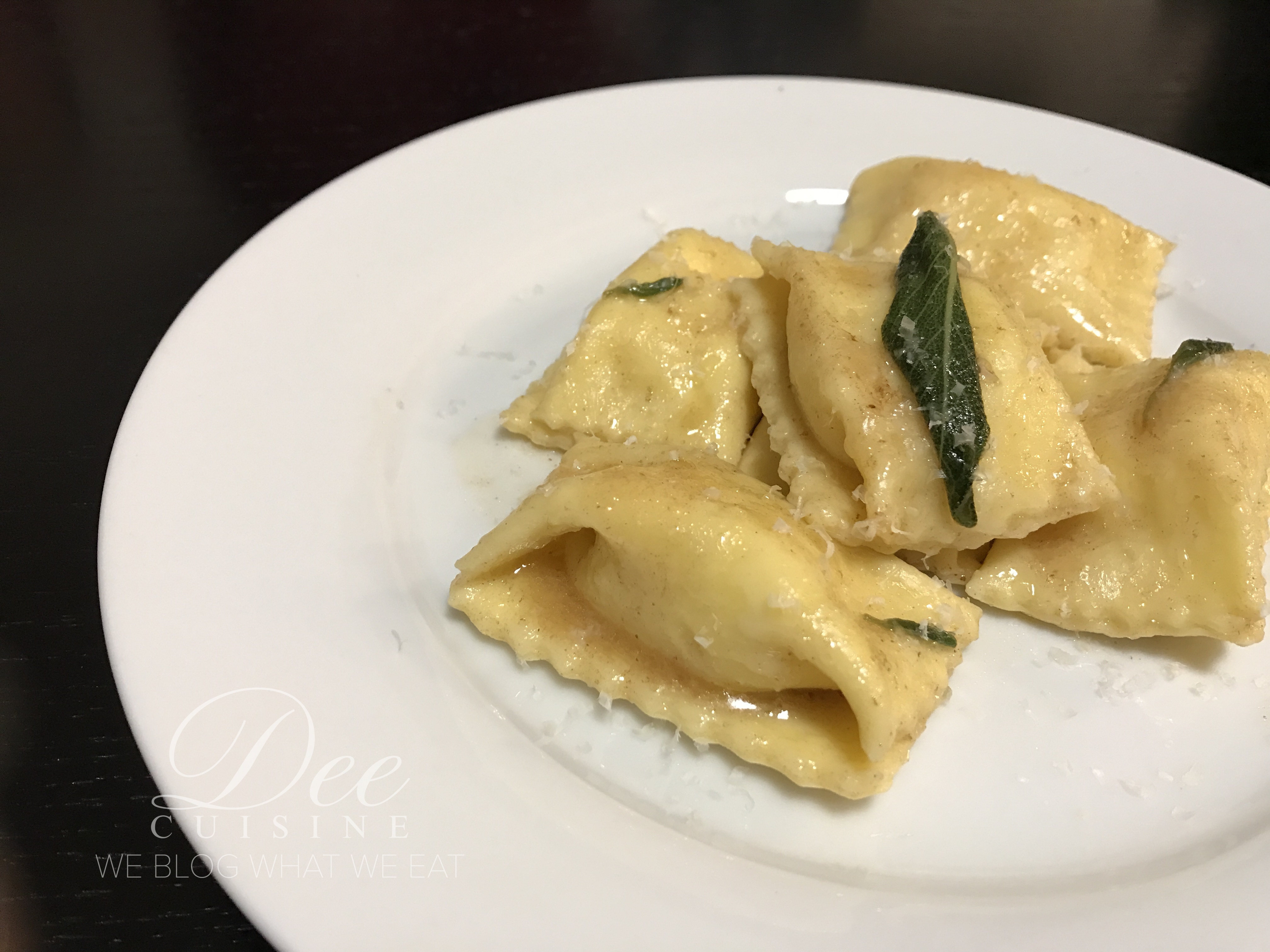 Ricotta Agnolotti cooked in brown butter with sage