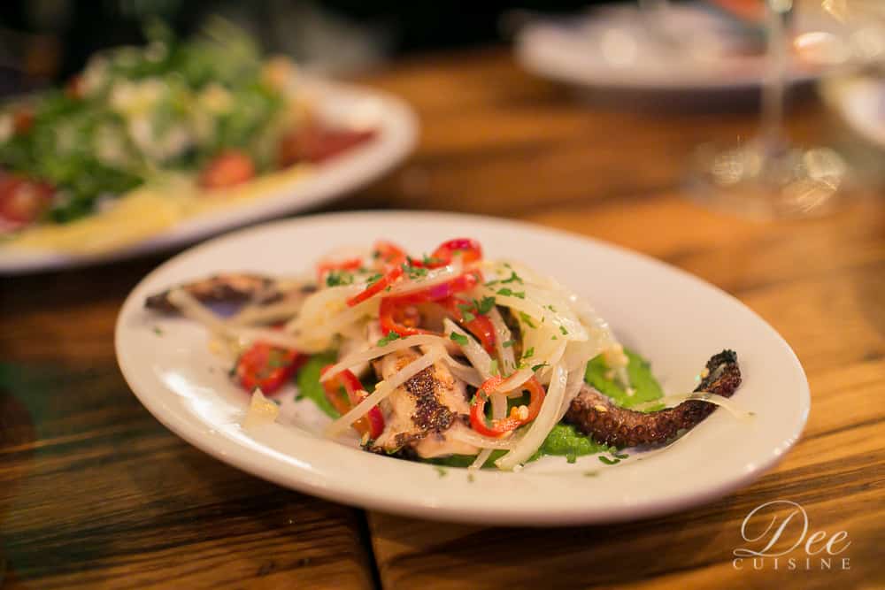 Grilled octopus with green harissa