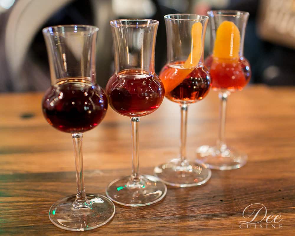 Barrel-aged cocktail flight