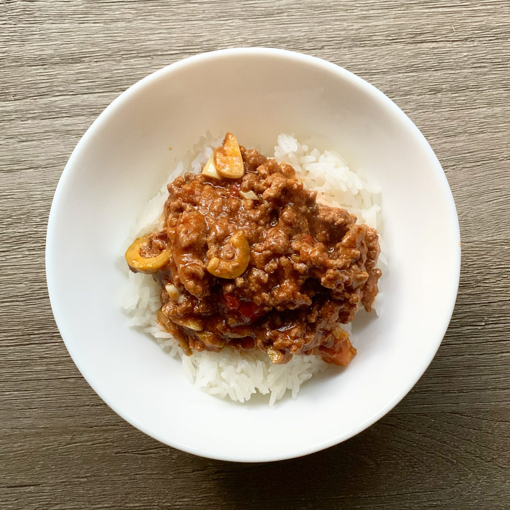 Beef Picadillo over rice