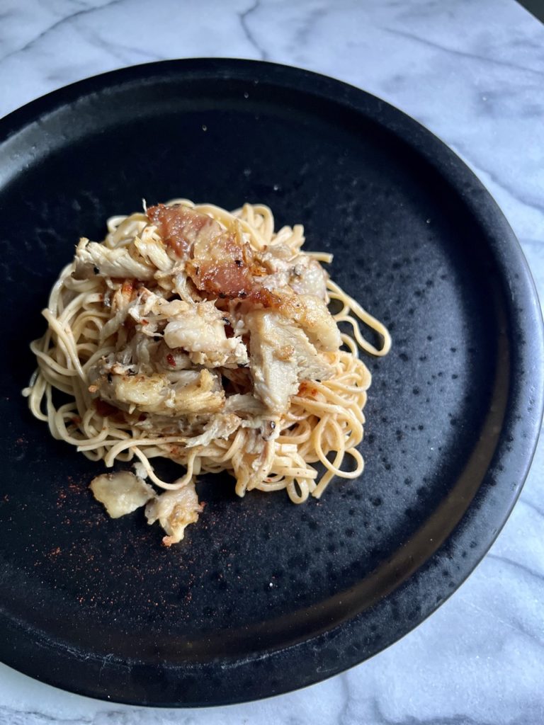 Smoked Spaghetti with Porchetta